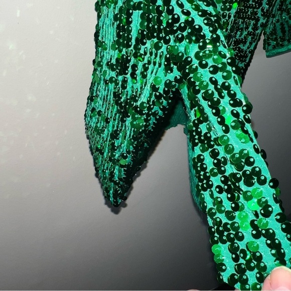 Balera Ultra Sparkle Shift Dance Dress Green Sequined Size Small Adult (4-6) - Picture 16 of 16